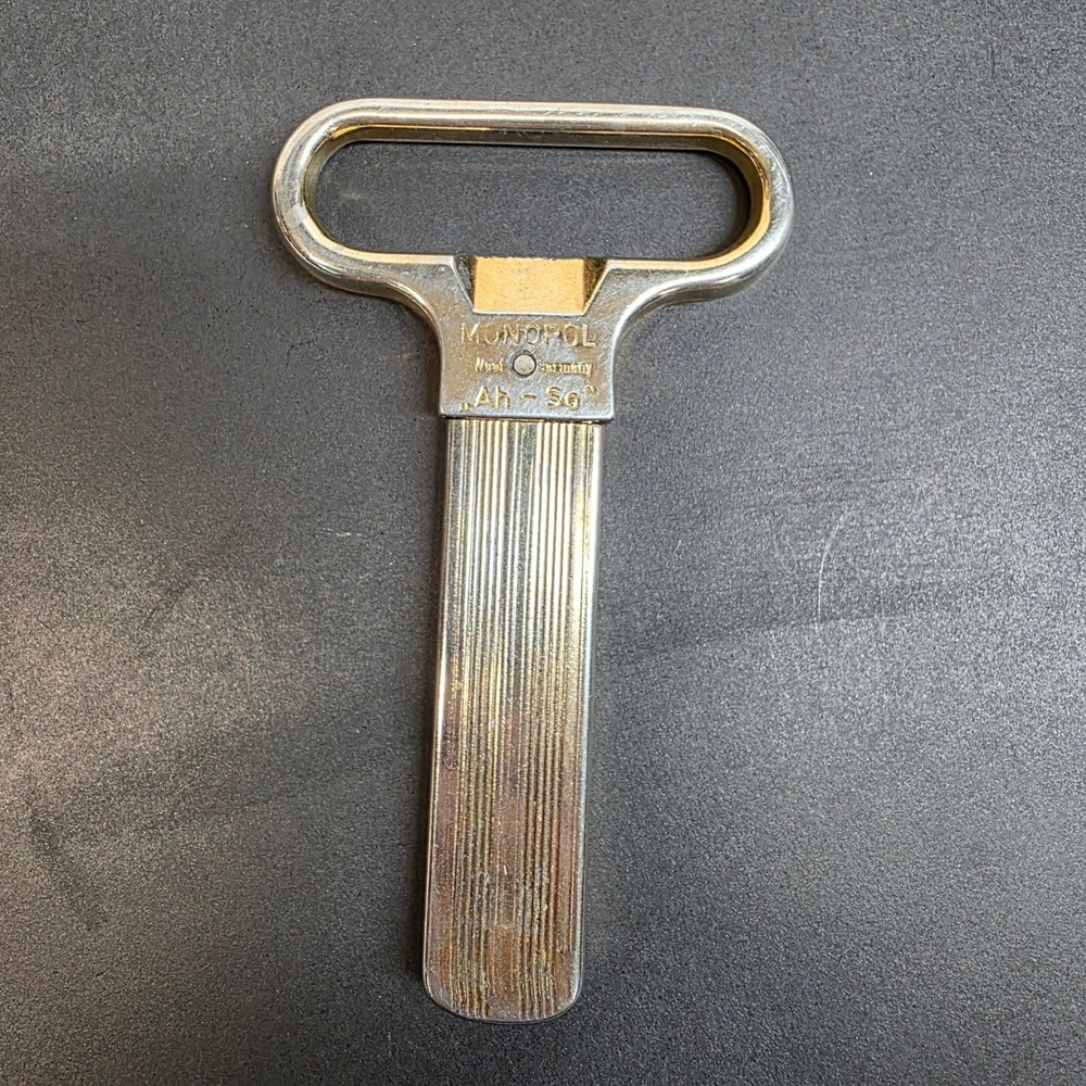 Monopol Ah-So Cork Puller West Germany Gold Tone Vintage Wine Opener Bar Tool